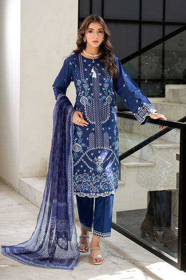 3 Piece - Dyed Embroidered Cambric Suit