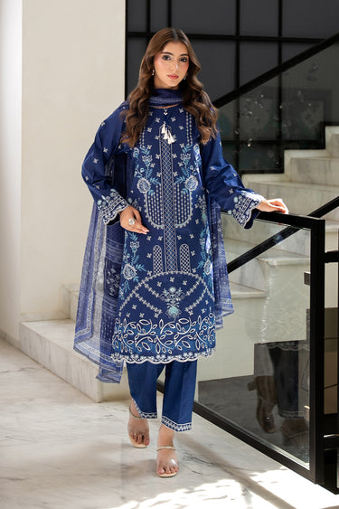3 Piece - Dyed Embroidered Cambric Suit