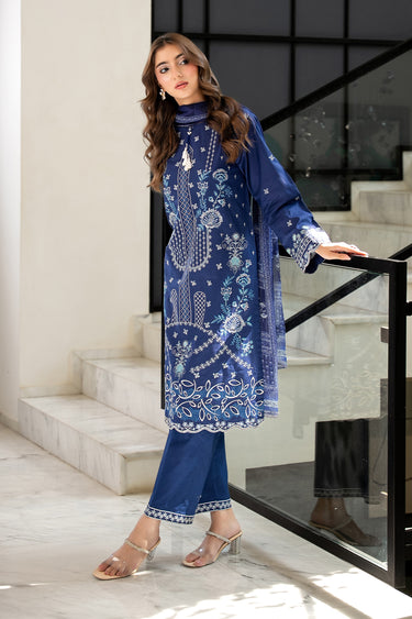 3 Piece - Dyed Embroidered Cambric Suit