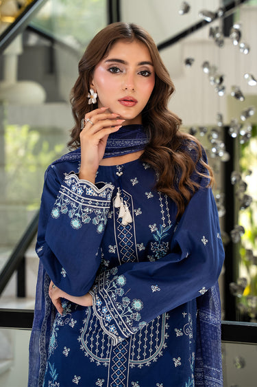 3 Piece - Dyed Embroidered Cambric Suit