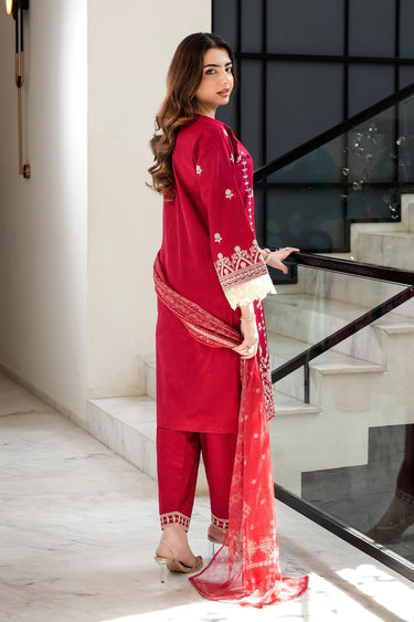 3 Piece - Dyed Embroidered Cambric Suit