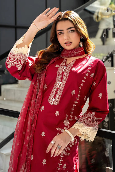 3 Piece - Dyed Embroidered Cambric Suit