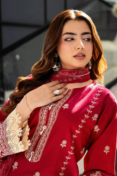 3 Piece - Dyed Embroidered Cambric Suit