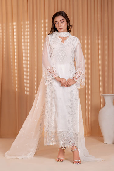 3-Piece Embroidered Chiffon Suit