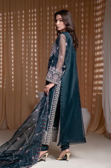 3 Piece - Embroidered Organza Suit