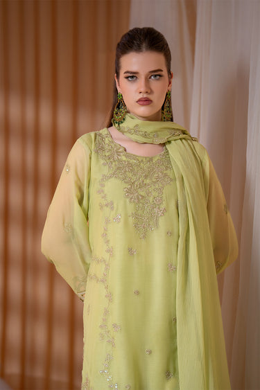 3-Piece Embroidered Chiffon Suit