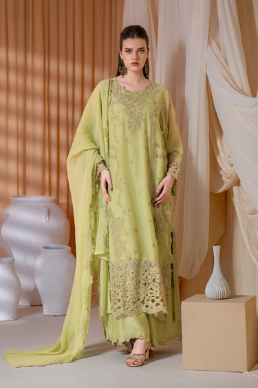 3-Piece Embroidered Chiffon Suit