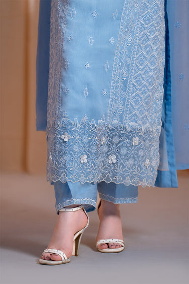 3-Piece Embroidered Chiffon Suit