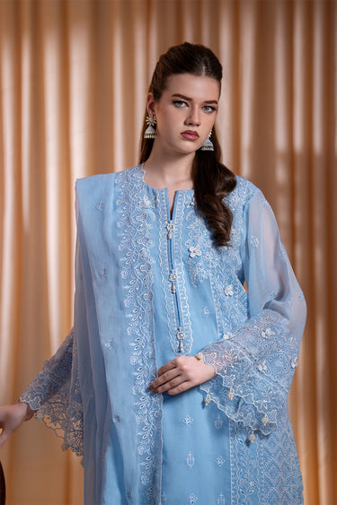 3-Piece Embroidered Chiffon Suit