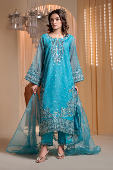 3 Piece - Embroidered Organza Suit