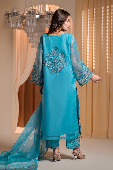 3 Piece - Embroidered Organza Suit