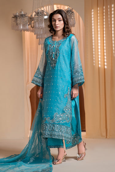 3 Piece - Embroidered Organza Suit
