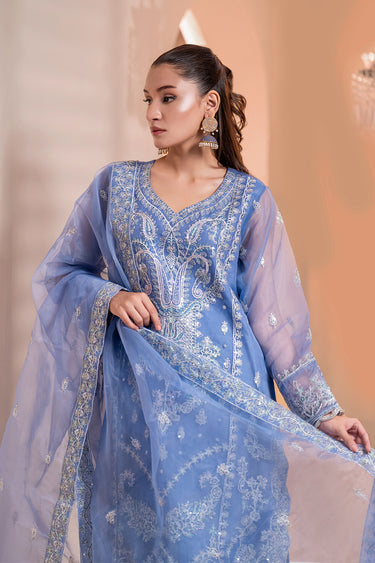 3 Piece - Embroidered Organza Suit