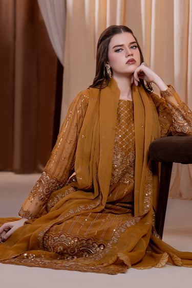 3-Piece Embroidered Chiffon Suit