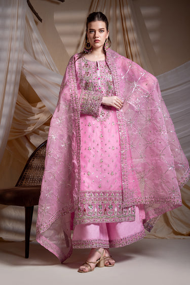 3 Piece - Embroidered Organza Suit