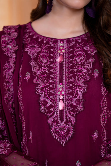 3-Piece Embroidered Chiffon Suit