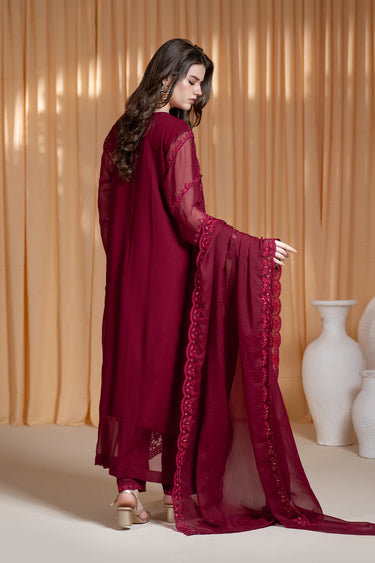 3-Piece Embroidered Chiffon Suit