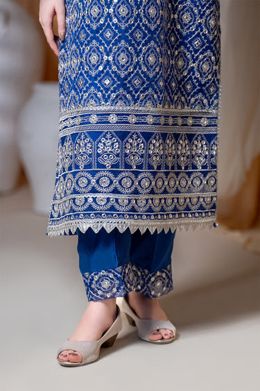 3 Piece - Embroidered Organza Suit