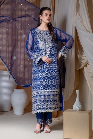 3 Piece - Embroidered Organza Suit