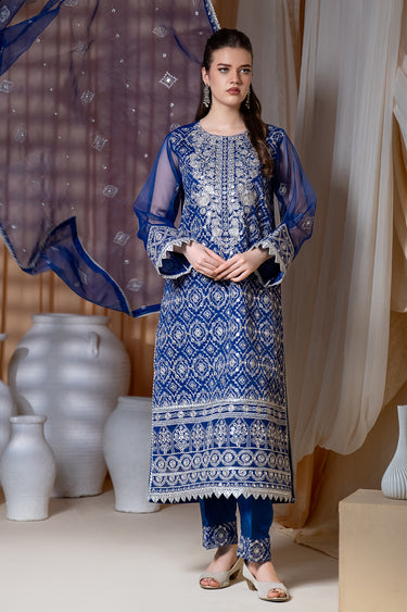 3 Piece - Embroidered Organza Suit