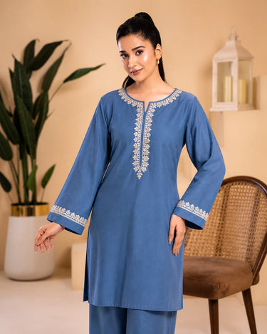 2 Piece - Embroidered Cambric Suit