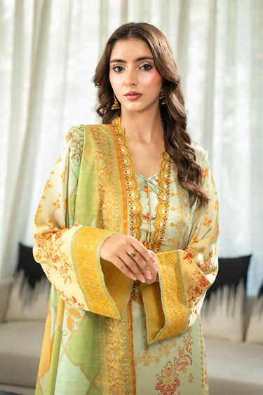 3 Piece - Embroidered Shamooz Silk Suit