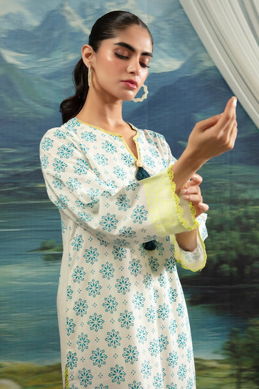 2 Pc Block Printed Cambric Stitched Suit - Prime Point Store