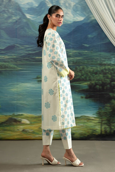 2 Pc Block Printed Cambric Stitched Suit - Prime Point Store