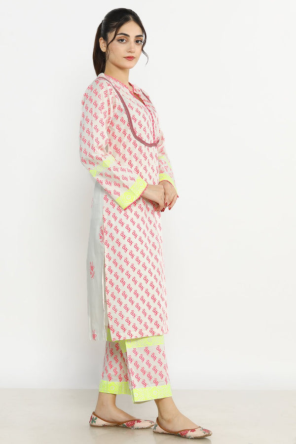 2 Pc Block Printed Stitched Suit - Prime Point Store