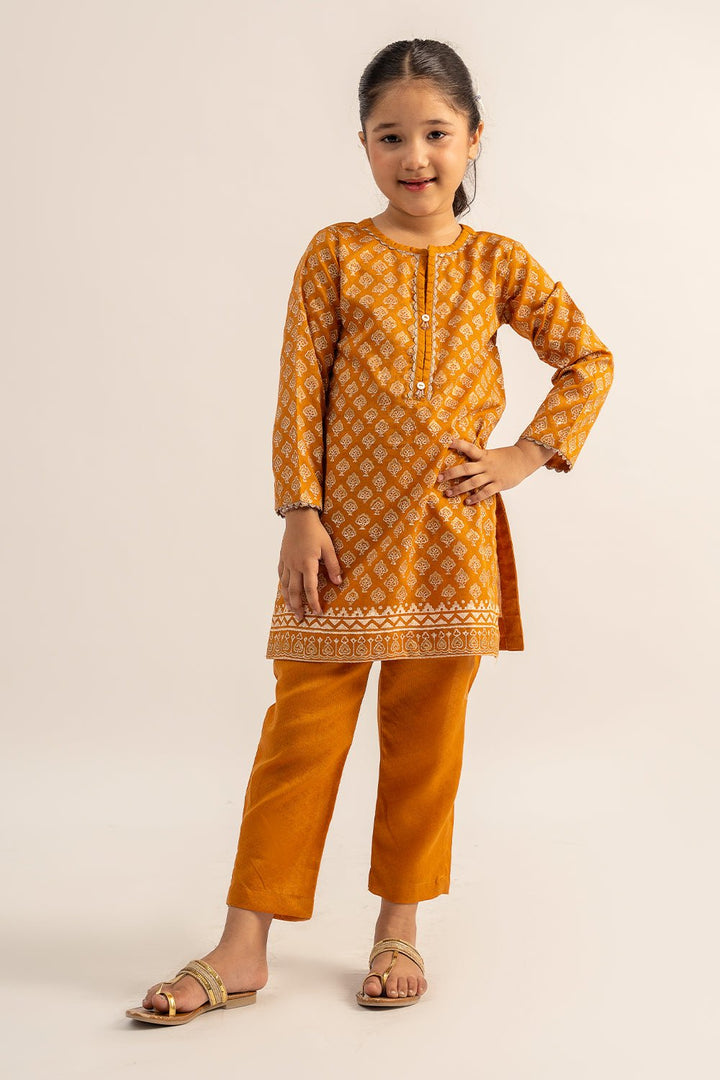 2 Pc Cambric Block Print Suit For Girl - Prime Point Store