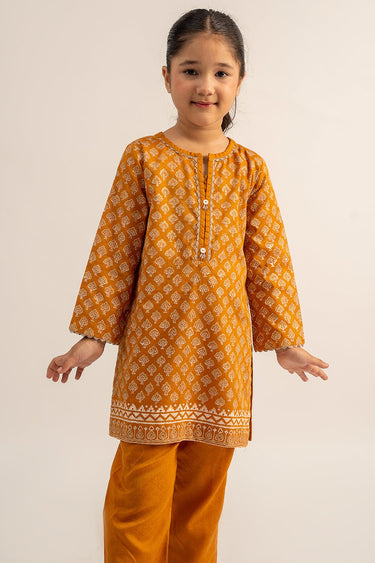 2 Pc Cambric Block Print Suit For Girl - Prime Point Store