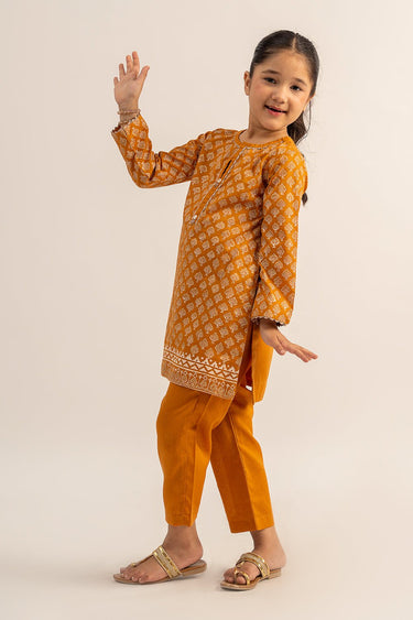 2 Pc Cambric Block Print Suit For Girl - Prime Point Store