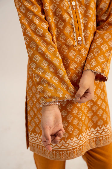 2 Pc Cambric Block Print Suit For Girl - Prime Point Store