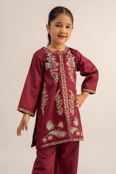 2 Pc Cambric Dyed Embroidered Suit For Girl - Prime Point Store
