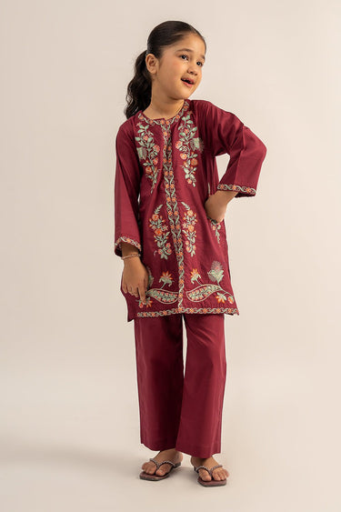 2 Pc Cambric Dyed Embroidered Suit For Girl - Prime Point Store