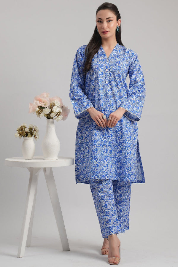 2 Pc Cambric Embroidered Stitched Suit - Prime Point Store