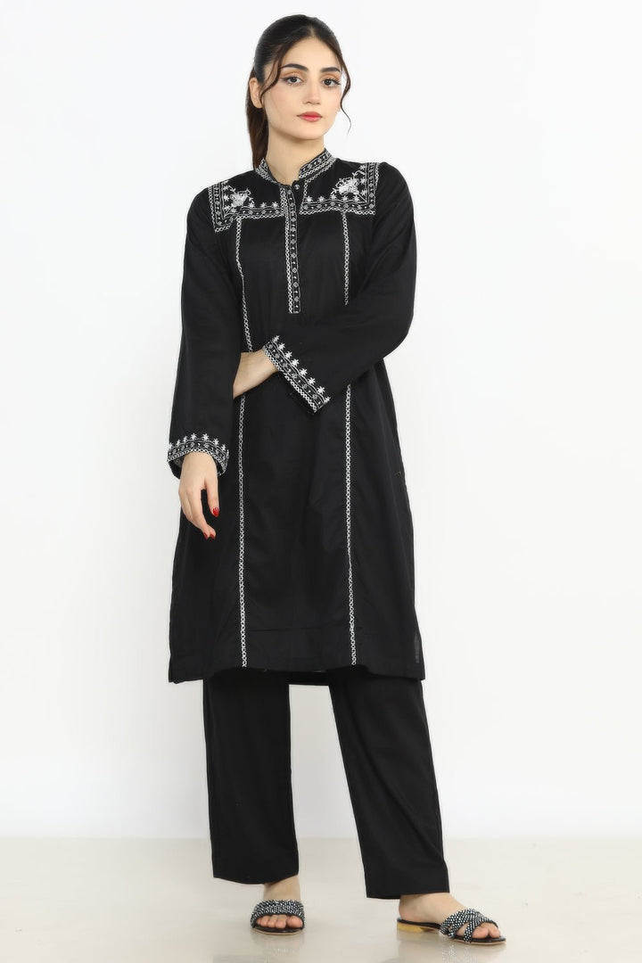 2 Pc Cambric Embroidered Stitched Suit - Prime Point Store