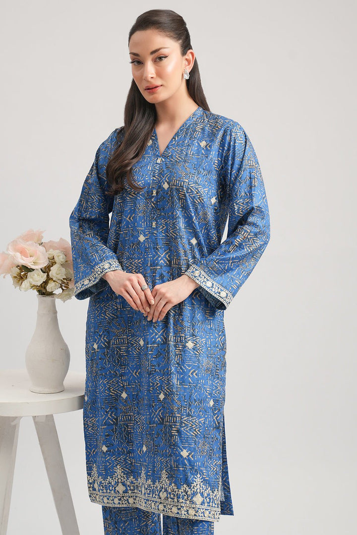 2 Pc Cambric Printed Embroidered Stitched Suit - Prime Point Store