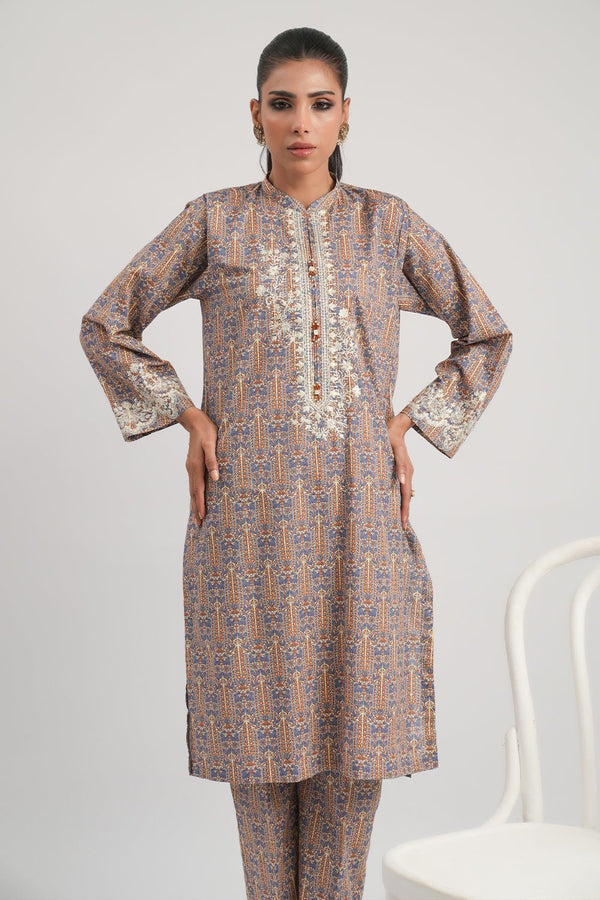 2 Pc Cambric Printed Embroidered Stitched Suit - Prime Point Store