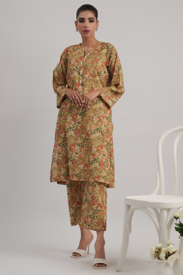 2 Pc Cambric Printed Stitched Suit - Prime Point Store