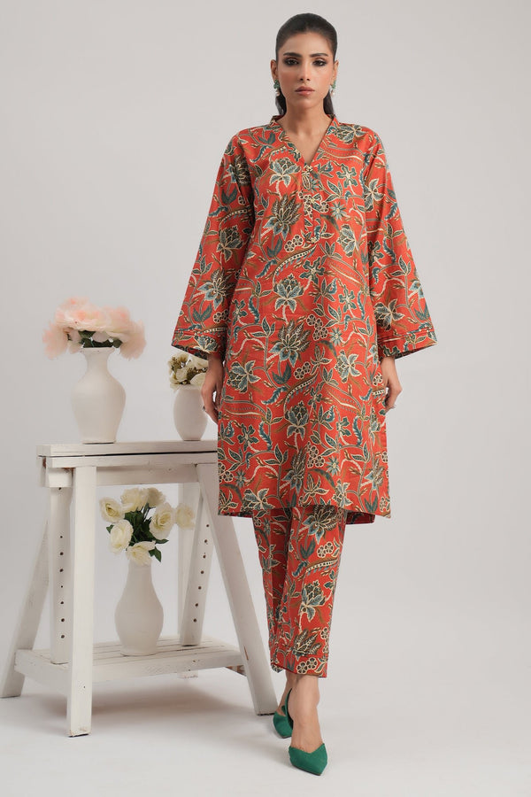 2 Pc Cambric Printed Stitched Suit - Prime Point Store