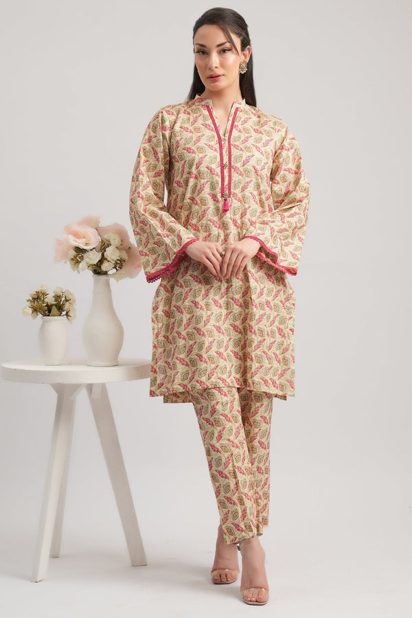 2 Pc Cambric Printed Stitched Suit - Prime Point Store