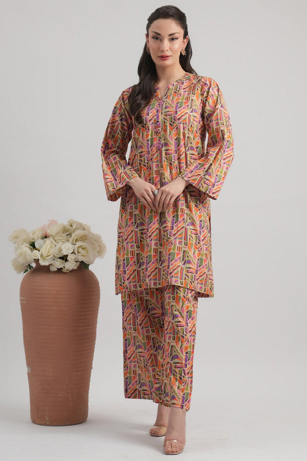 2 Pc Cambric Printed Stitched Suit - Prime Point Store