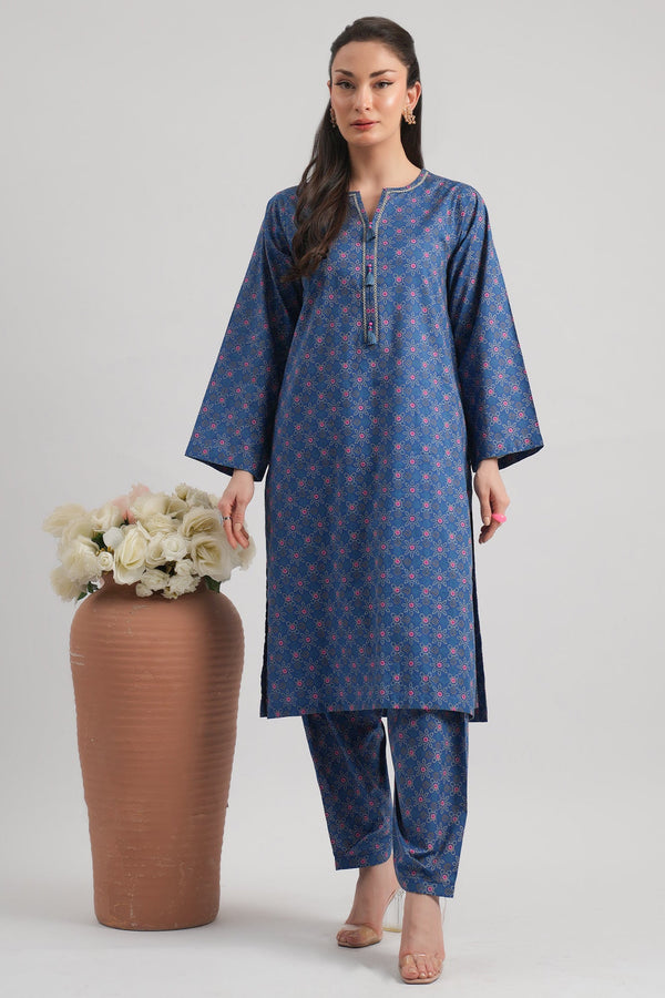 2 Pc Cambric Printed Stitched Suit - Prime Point Store