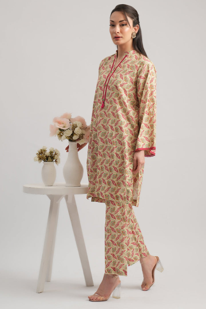 2 Pc Cambric Printed Stitched Suit - Prime Point Store