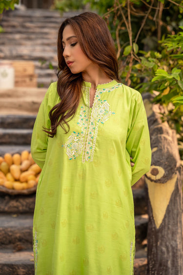 2 Pc Cotton Jacquard Embroidered Stitched Suit - Prime Point Store