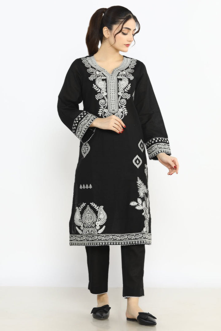 2 Pc Dyed Embroidered Khaddar Stitched Suit - Prime Point Store