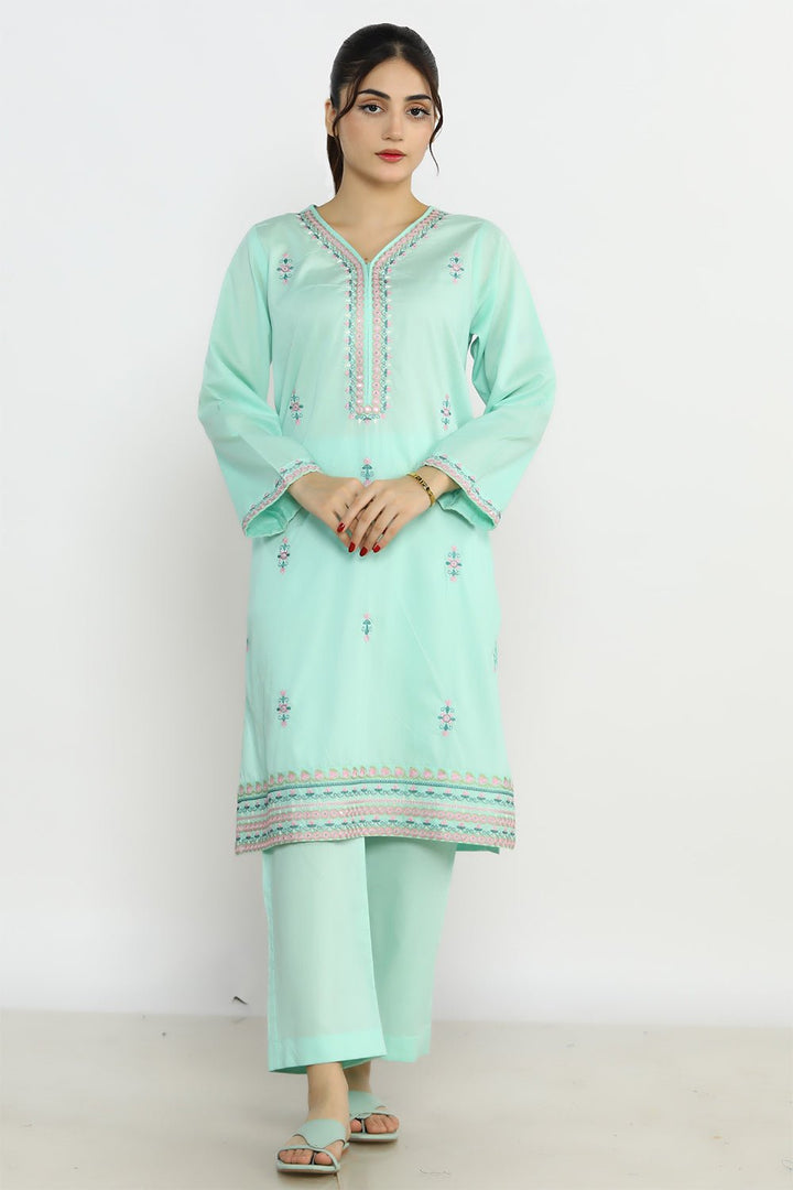 2 Pc Dyed Embroidered Stitched Suit - Prime Point Store