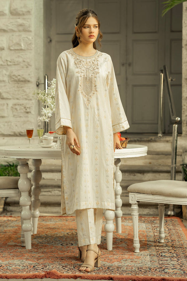 2 Pc Embroidered Jacquard Stitched Suit - Prime Point Store