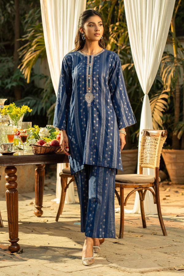 2 Pc Embroidered Jacquard Stitched Suit - Prime Point Store